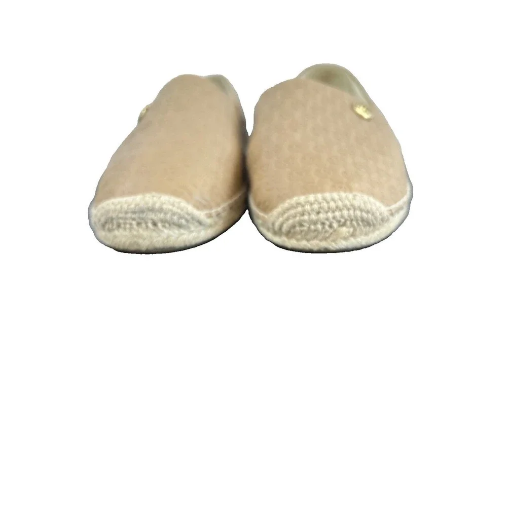Michael Kors Kendrick Leather Logo Slip On Dark Sand Espadrille Flats Size 8.5